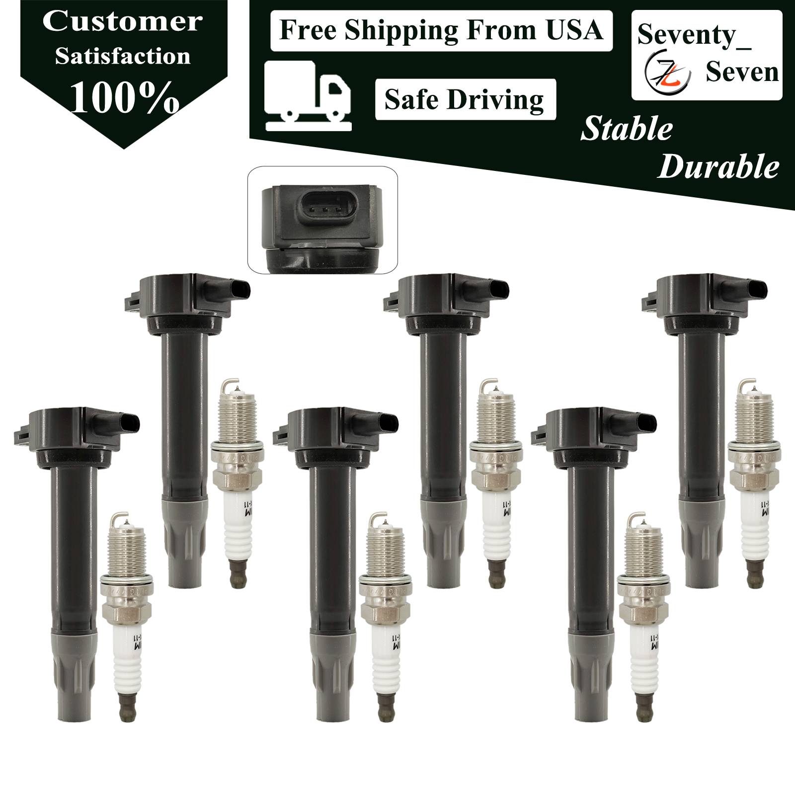 6pcs Ignition Coil and Iridium Spark Plug For 2009-2010 Volkswagen